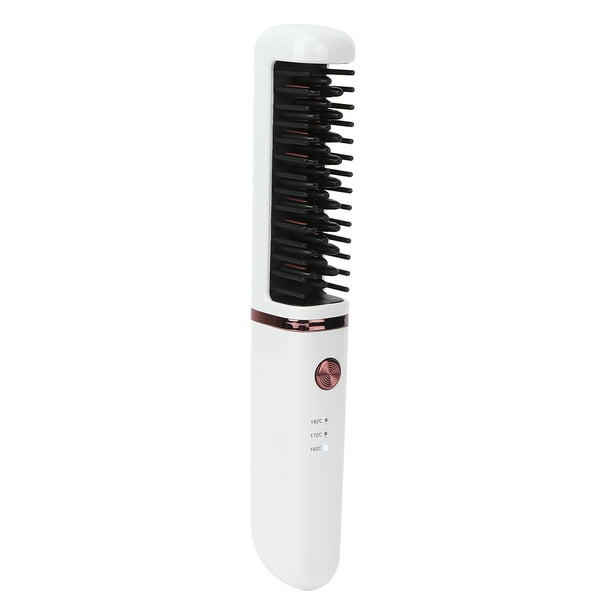 Cepillo alisador de cabello caliente, mini alisador de pelo portátil  recargable por USB, 6400 mAh, peine alisador de cabello 2 en 1 con función