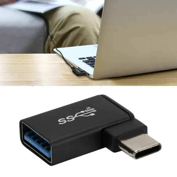 Adaptador USB C hembra a USB A macho en ángulo recto, adaptador USB C a USB  3.0, adaptador USB C a USB de 90 grados, adaptador de sincronización y