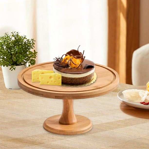 Soporte para pasteles con cúpula acrílica, plato giratorio para tartas,  soporte de madera de acacia con tapa acrílica, bandeja para servidor de