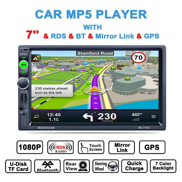 Estéreo de coche Bluetooth de doble din: receptor de audio de coche con  pantalla táctil LCD de 7 pulgadas - Mirrorlink MP5 Radio para coche con AM  FM