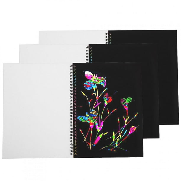 Mocoosy Paquete de 3 cuadernos de papel de arte para rascar, juego de papel  mágico arcoíris para niños, manualidades, bloc de notas negras para