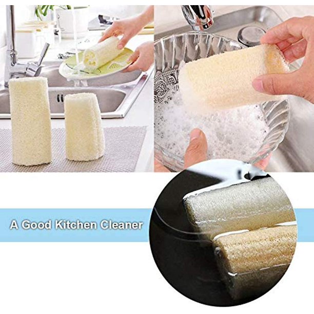 Esponja natural de lufa para baño caliente, esponja para baño natural,  esponja natural, 3 paquetes de 6 pulgadas