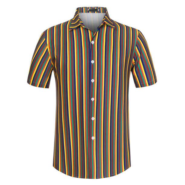 Lars Amadeus Camisa a rayas de verano para Camisas de rayas verticales de bloque de color de Unique Bargains Camisas | Walmart en línea