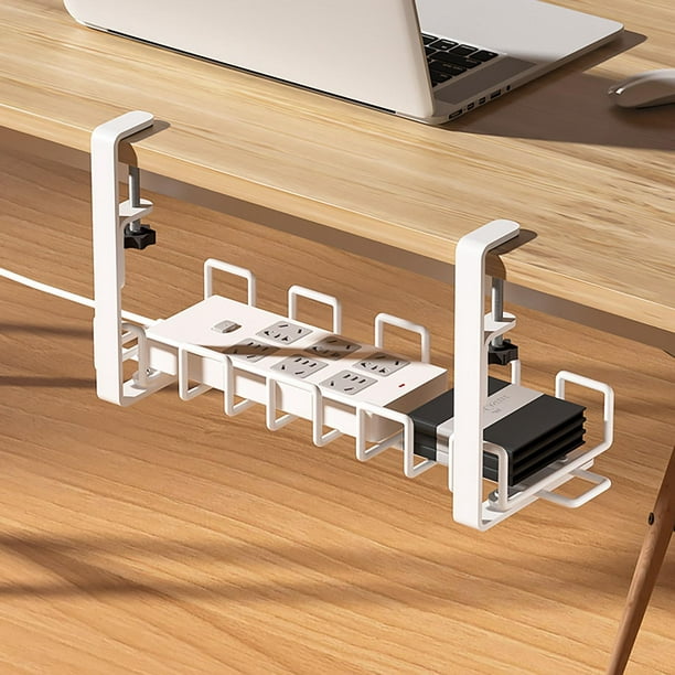 Organizador de bandeja de cables debajo del escritorio.  Accesorio de escritorio de pie. Bandeja montada en el escritorio, color  blanco : Productos de Oficina