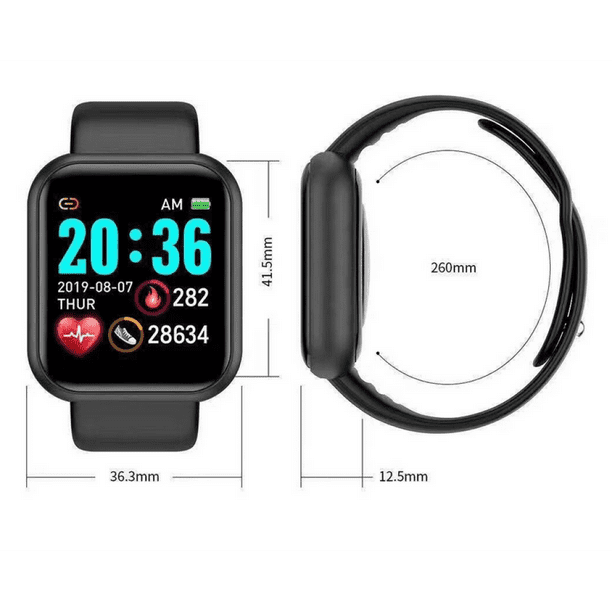 Reloj inteligente D20 Pro Y68 compatible con Bluetooth, rastreador de  fitness, reloj deportivo, monitor de frecuencia cardíaca, pulsera  inteligente