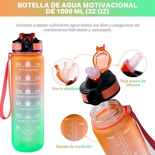 LUCKSO Botella de Agua,1000ml Botella Agua Deporte, Botella Agua
