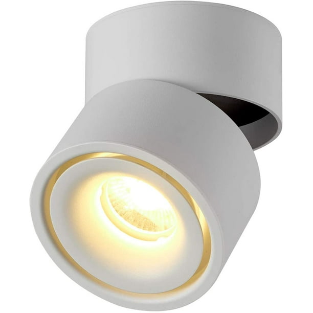Foco de montaje en superficie ajustable de 7W - Focos empotrables LED de 7  * 10 CM Lámpara COB de lámpara de techo de ángulo ajustable Lámpara  giratoria de 360 ° (Blanco-3000K) [