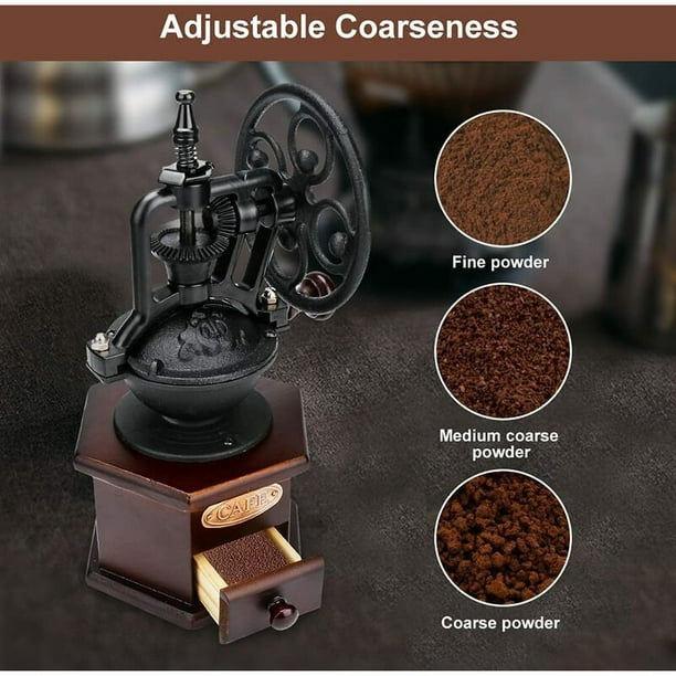 Molinillo de café manual con rebabas de acero inoxidable, todo de metal,  ajustable para expreso, café por goteo, prensa francesa, molinillo de café