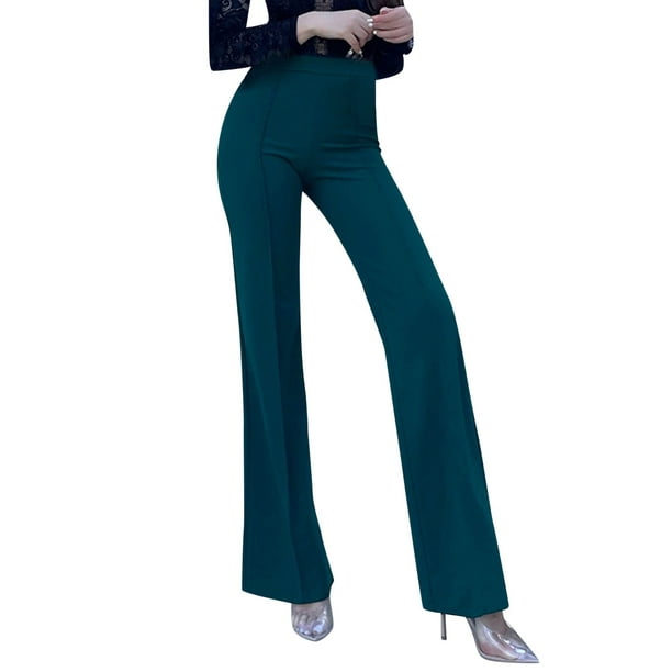 Gibobby pantalones de mujer de mezclilla Pantalones de trabajo casuales de  moda para mujer Pantalones rectos de cintura alta elásticos de color sólido