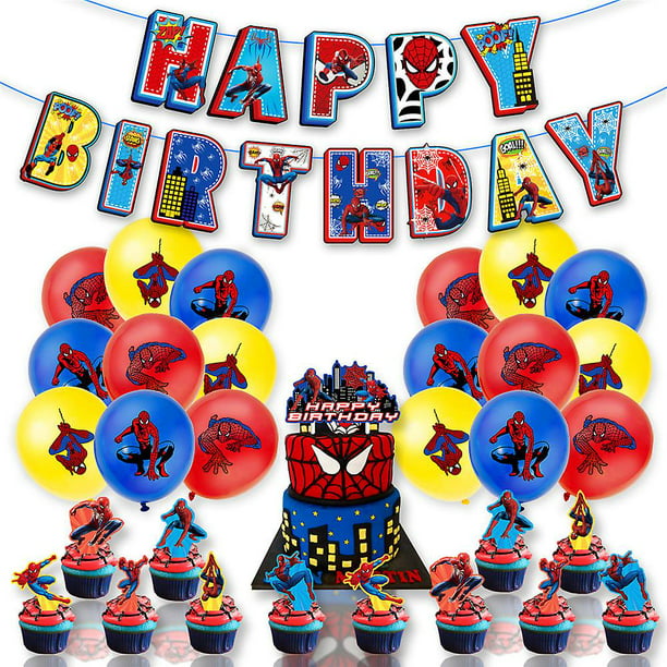 Spiderman Marvel Superhéroe Tema Globos Banner Cake Topper Set