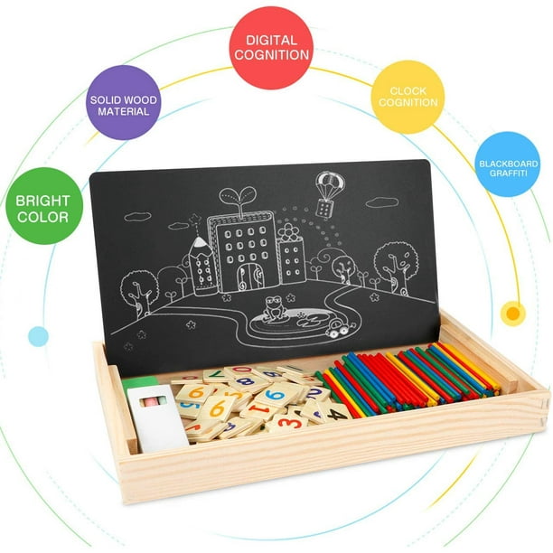 Juguetes de matemáticas Montessori, caja de aprendizaje de madera