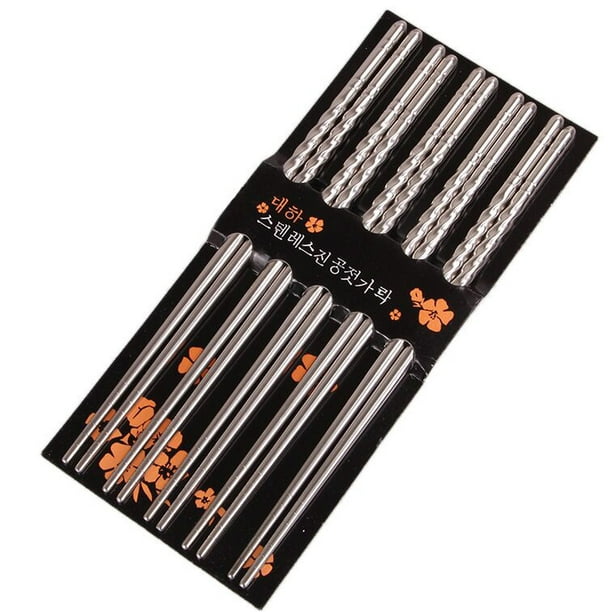ZHANGZONG Palillos de metal reutilizables 10 pares de palillos japoneses de  aleación de fibra de vidrio, palillos antideslizantes para uso diario y