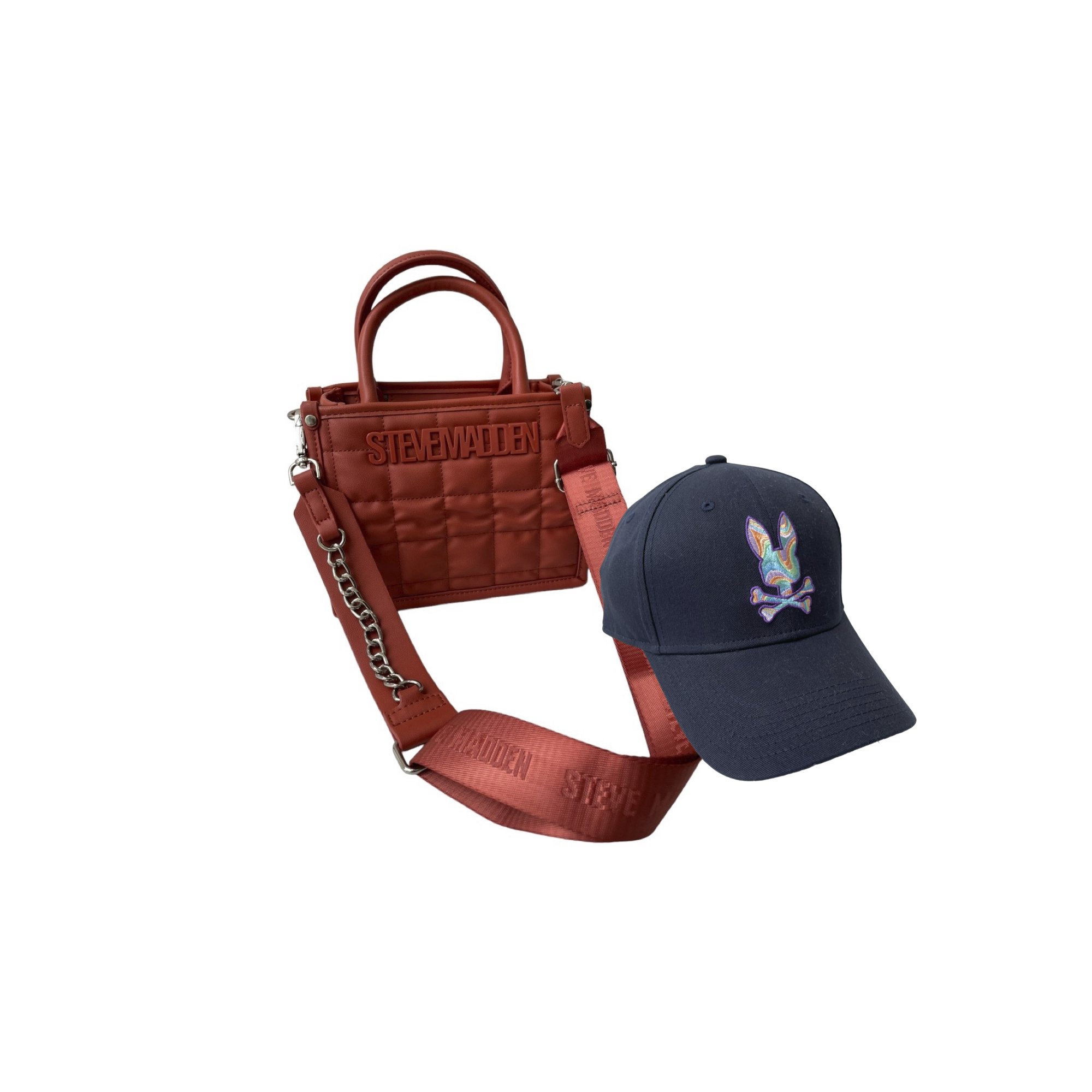 Set bolsa steve madden biniko orange + gorra psycho bunny navy