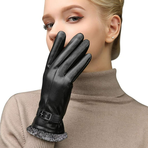 Guantes de piel para mujer, guantes para pantalla táctil, guantes de  invierno para mujer (medianos) Adepaton CJWUS-1077