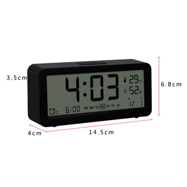 Despertador Proyector digital LED Reloj despertador Pantalla de temperatura  Reloj despertador (Negro) Wdftyju Libre de BPA