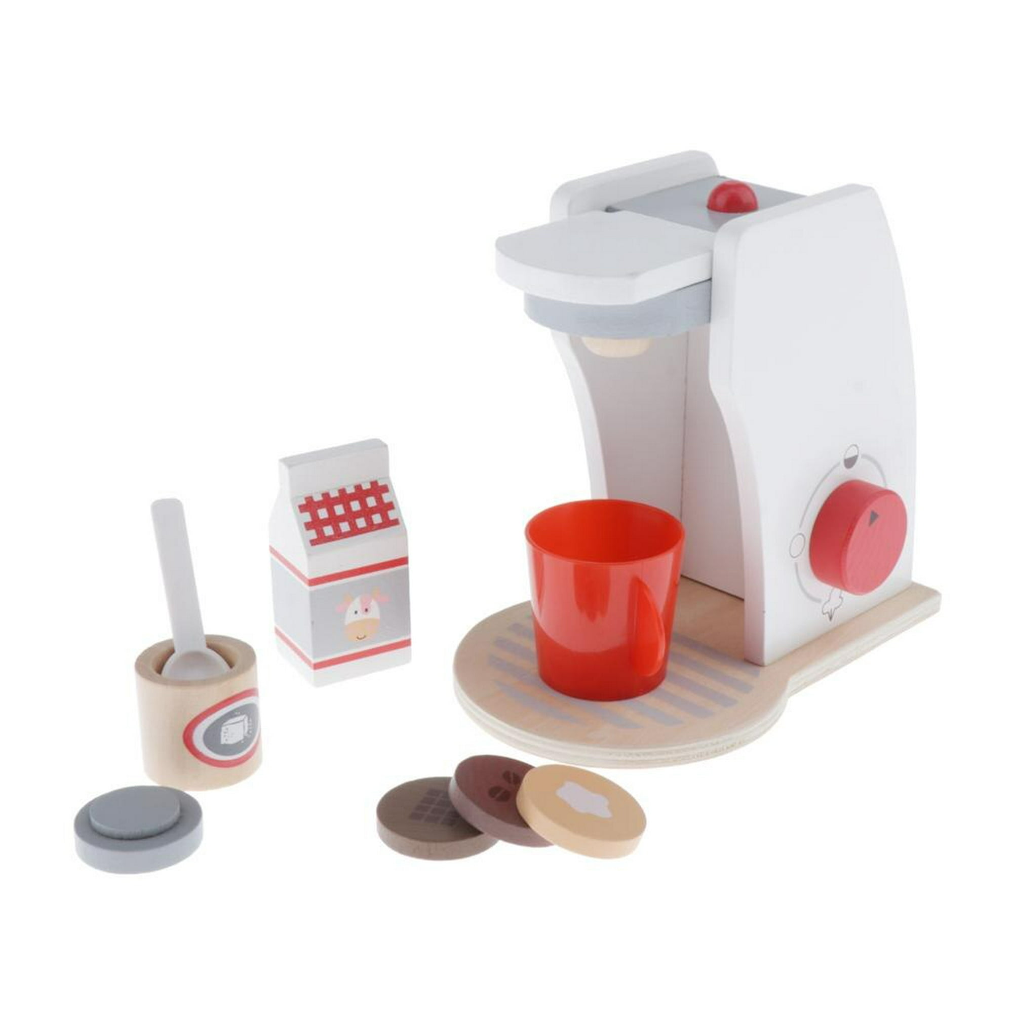 Play Kitchen Accessories - Cafetera de madera para niños, cafetera de  juguete, máquina de café espresso, juegos de cocina para niñas y niños  (máquina