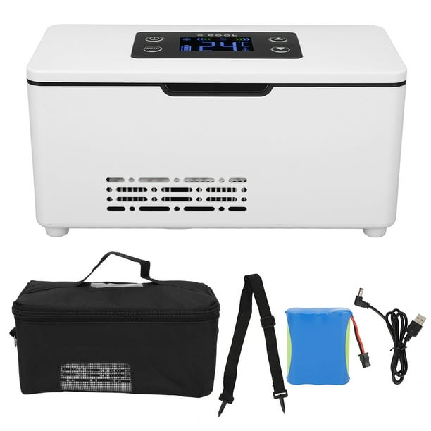 YNITJH Caja refrigerada portátil de insulina, pantalla LED, enfriador de  drogas de 35.6-46.4 °F, mini refrigerador de medicamentos, múltiples  métodos