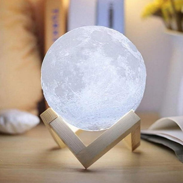 Lámpara de noche Luna 10, 12 y 15 cm, luz táctil recargable de 4 colores:  blanco, cálido, azul y rojo. – InnovacionesCo