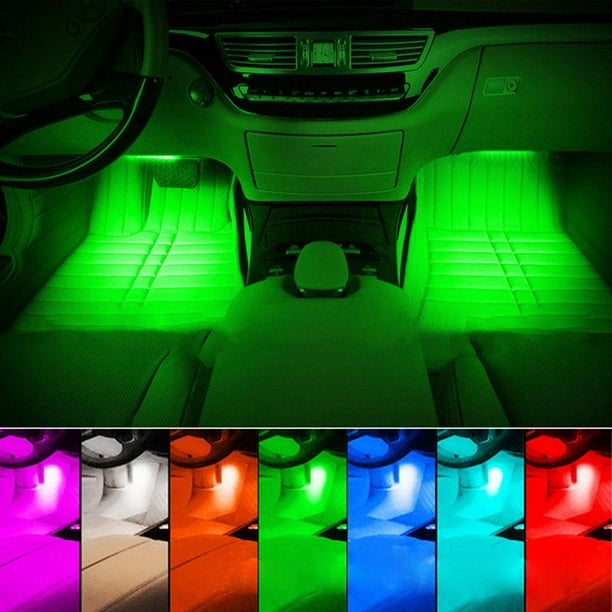 Luces interiores del coche, interior del coche llevó lámpara interior del  coche, tira de luz led del coche, 48led multicolor coche atmósfera  iluminación con control de la aplicación y puerto usb