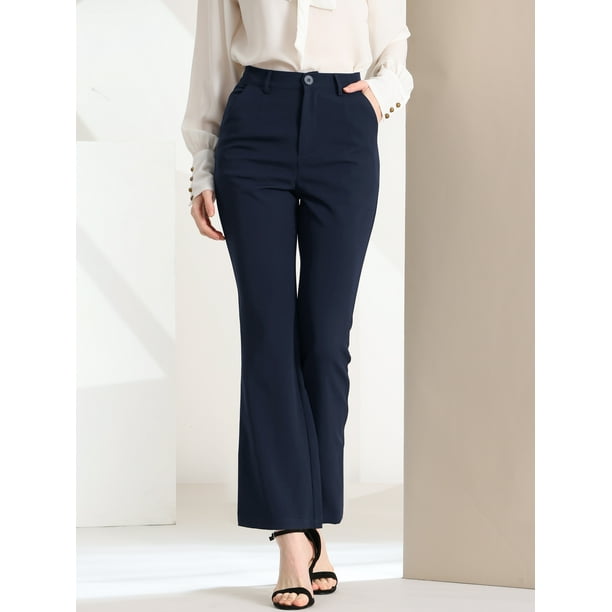  Pantalones de trabajo largos elásticos casuales de pierna recta  de cintura alta con cinturón para mujer : Ropa, Zapatos y Joyería