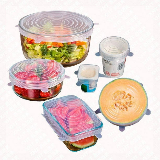 Tapas elásticas de silicona, tapas de contenedor de silicona reutilizables  sin residuos para sobras de alimentos, tazones de frutas, ollas, tazas