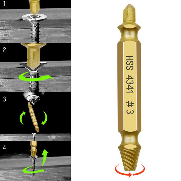 Kit extractor de tornillos dañados y juego de extractor de tornillos  pelados. Es un juego de extractor de pernos rotos y extractor de tornillos  sin