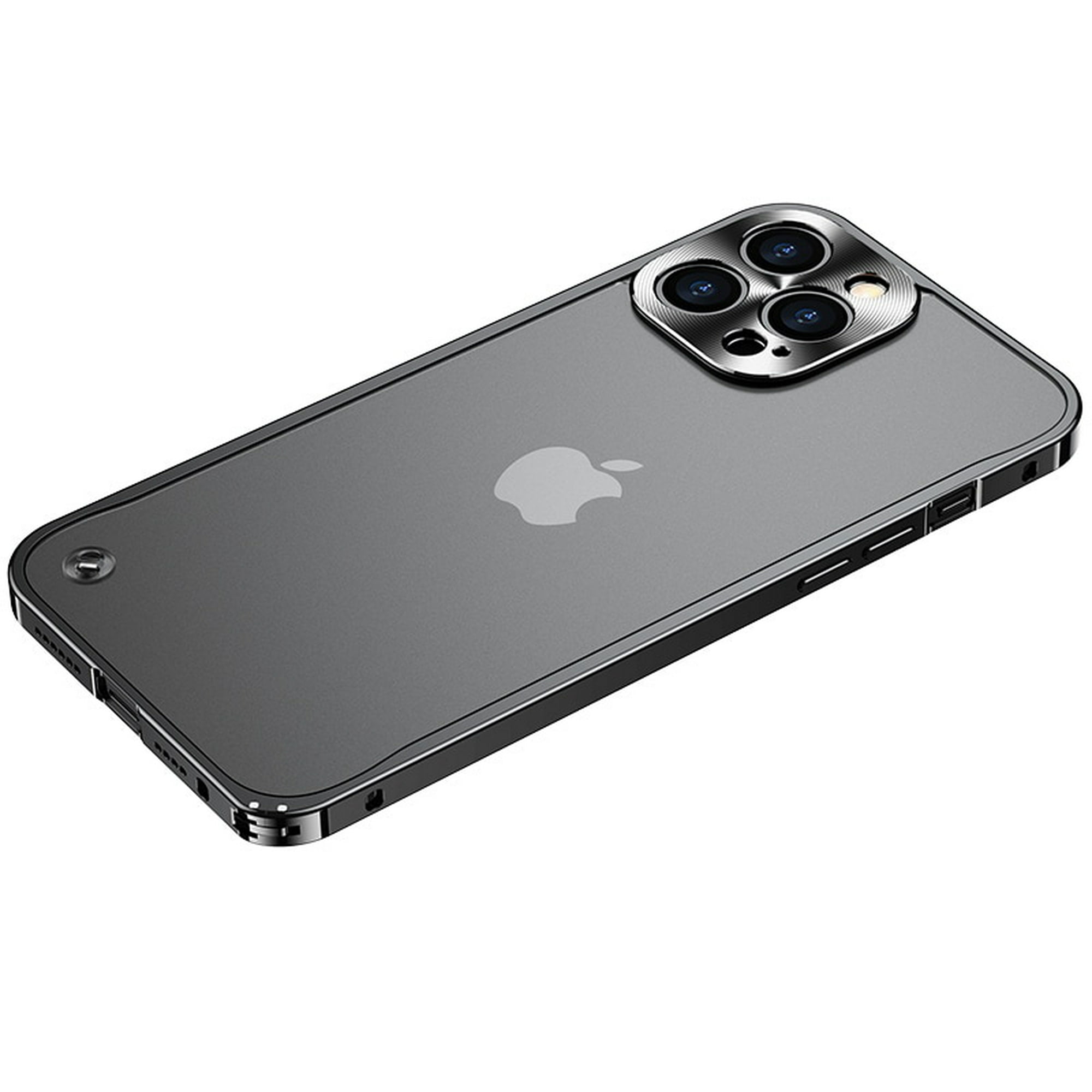 Funda rígida iPhone 12 Pro Max con protector de cámara metal (negro) 