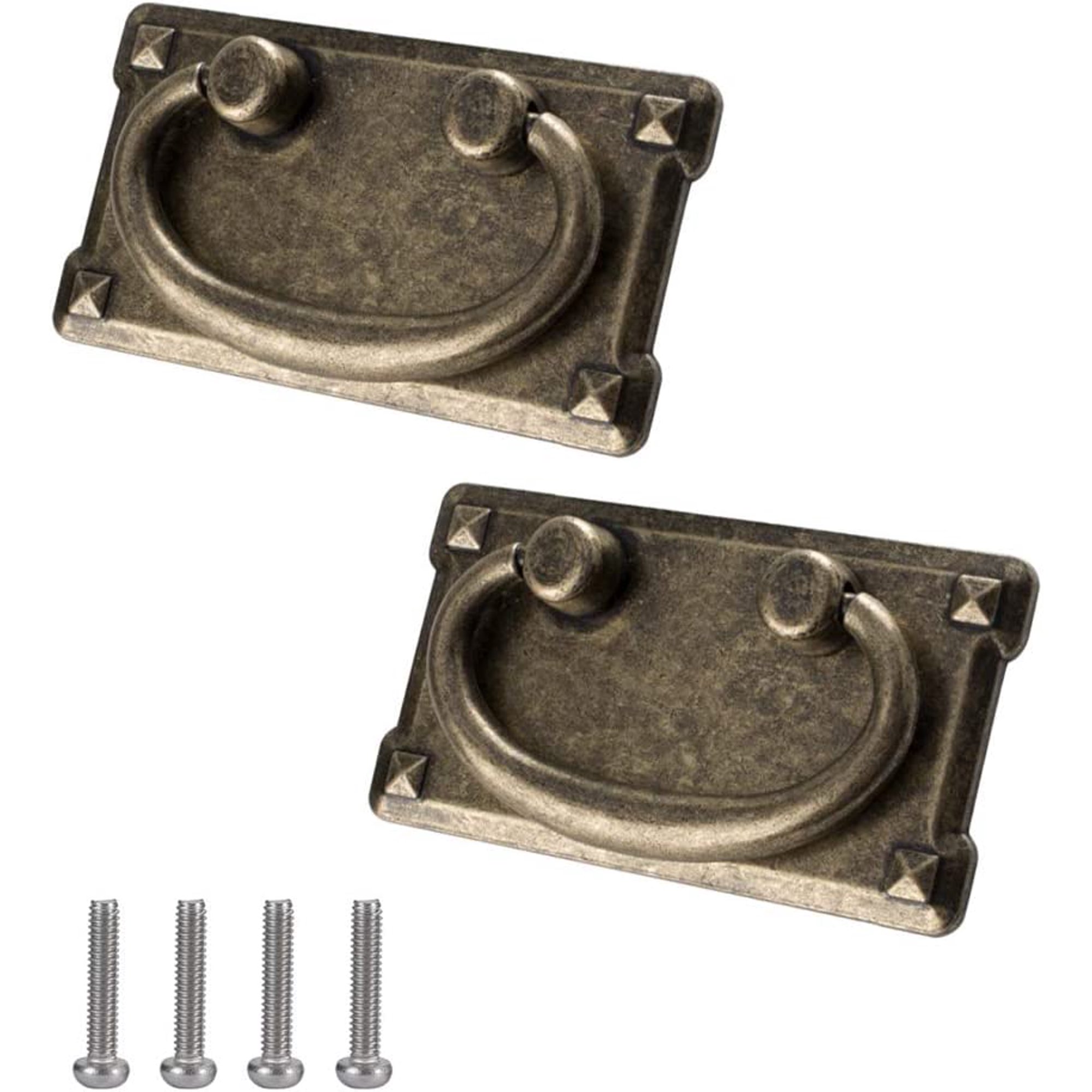 2 tiradores de cajones clásicos, con tornillos, tiradores de cajones de  bronce antiguo vintage, decoración rectangular para puertas de armarios y  puertas de muebles JM