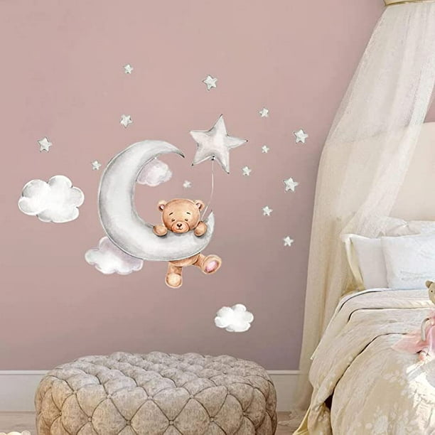 Luz nocturna infantil enchufe pared oso durmiendo nube rosa