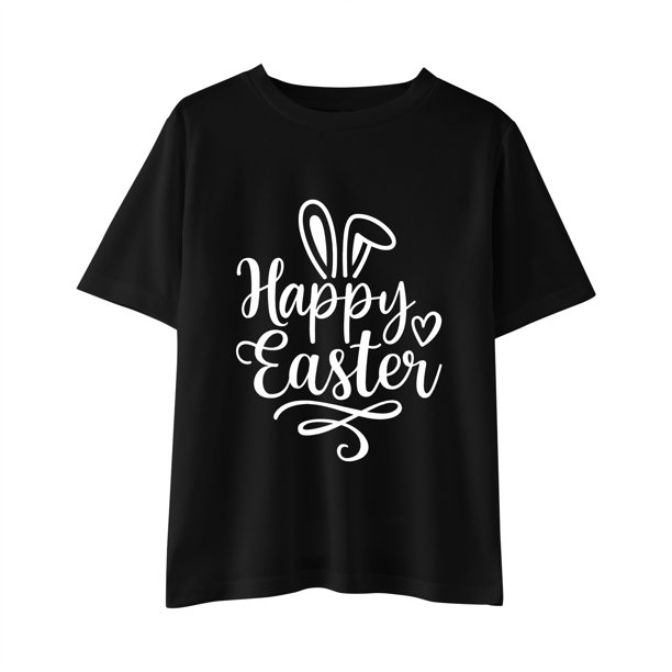 Camiseta con estampado de niña de Pascua de manga corta para bebés y niñas  pequeñas