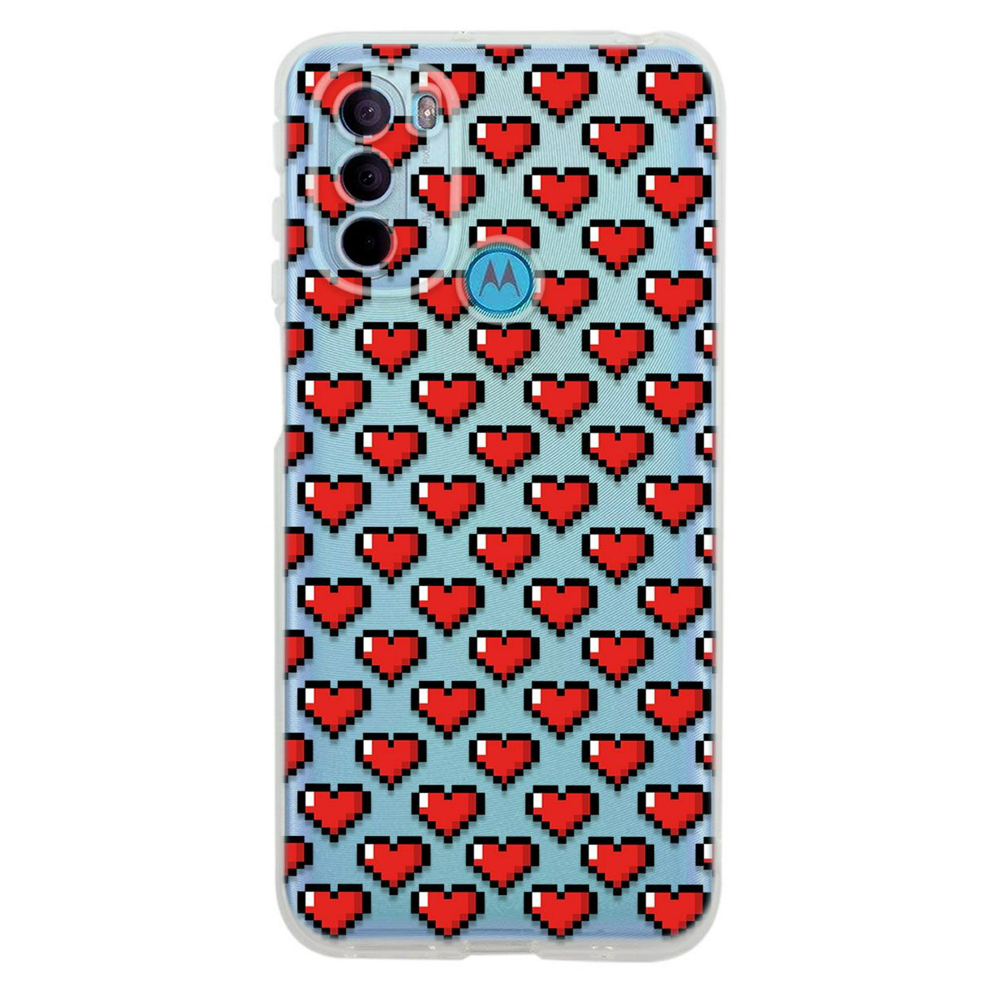 Funda para moto g31 corazones pixel, uso rudo, instacase protector para moto g31 antigolpes, case corazones pixel