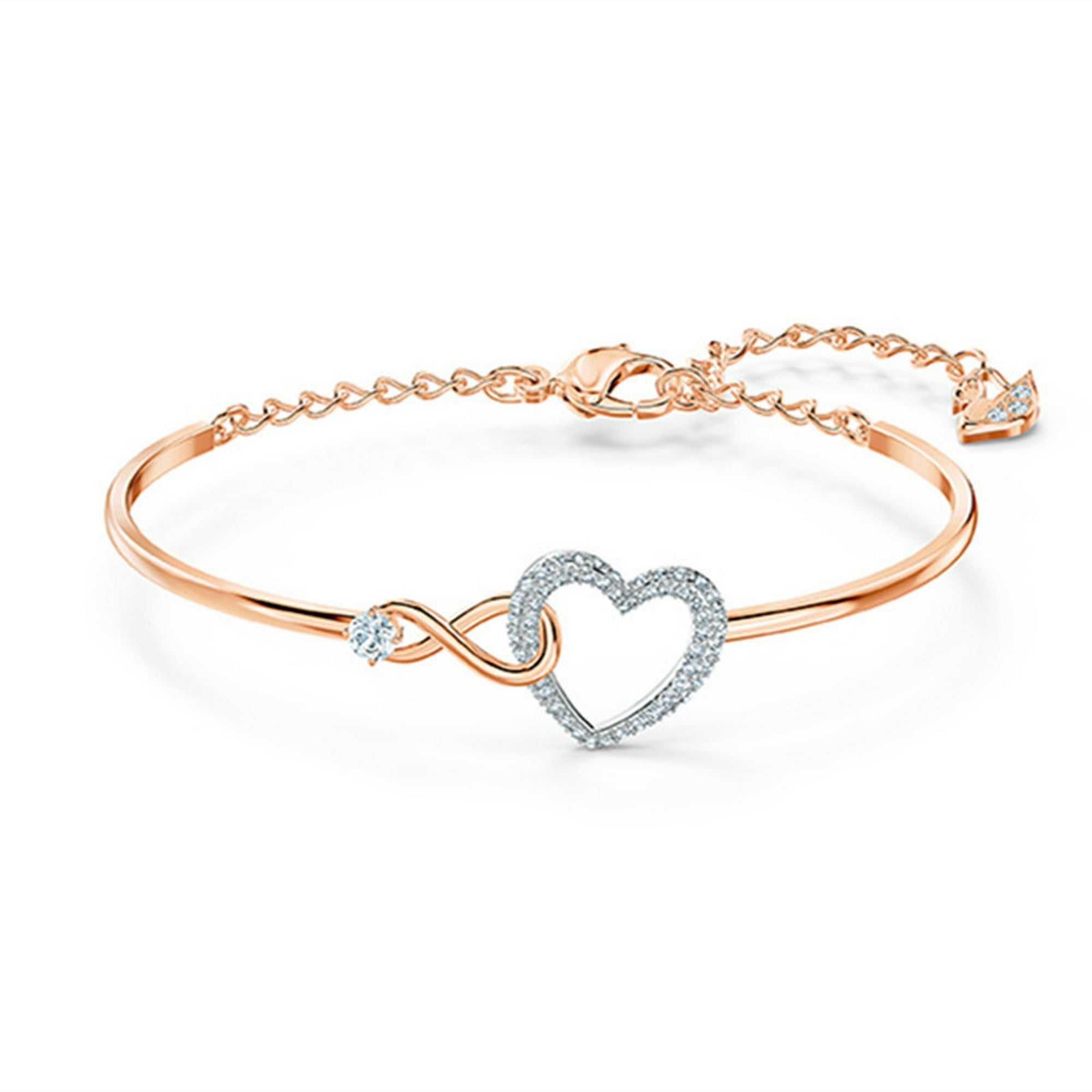  Praelinos Pulsera de amor infinito para mujer, chapado en oro  blanco/rosa, joyería de tono plateado, pulseras de circonita cúbica 5A, Día  de la Madre, Día de San Valentín, regalos de Navidad