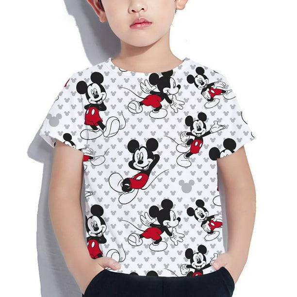 Camisetas para niños, camisetas bonitas de Mickey Mouse para bebés, ropa de de corta para de 3 a 12 años, Harajuku para niños y niñas Disney100 heqiyong CONDUJO