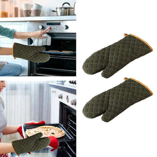  1 par de guantes de horno para cocina, resistentes al calor,  forro de algodón suave, guantes de horno de silicona antideslizantes,  guantes de horno resistentes al calor, par de guantes de
