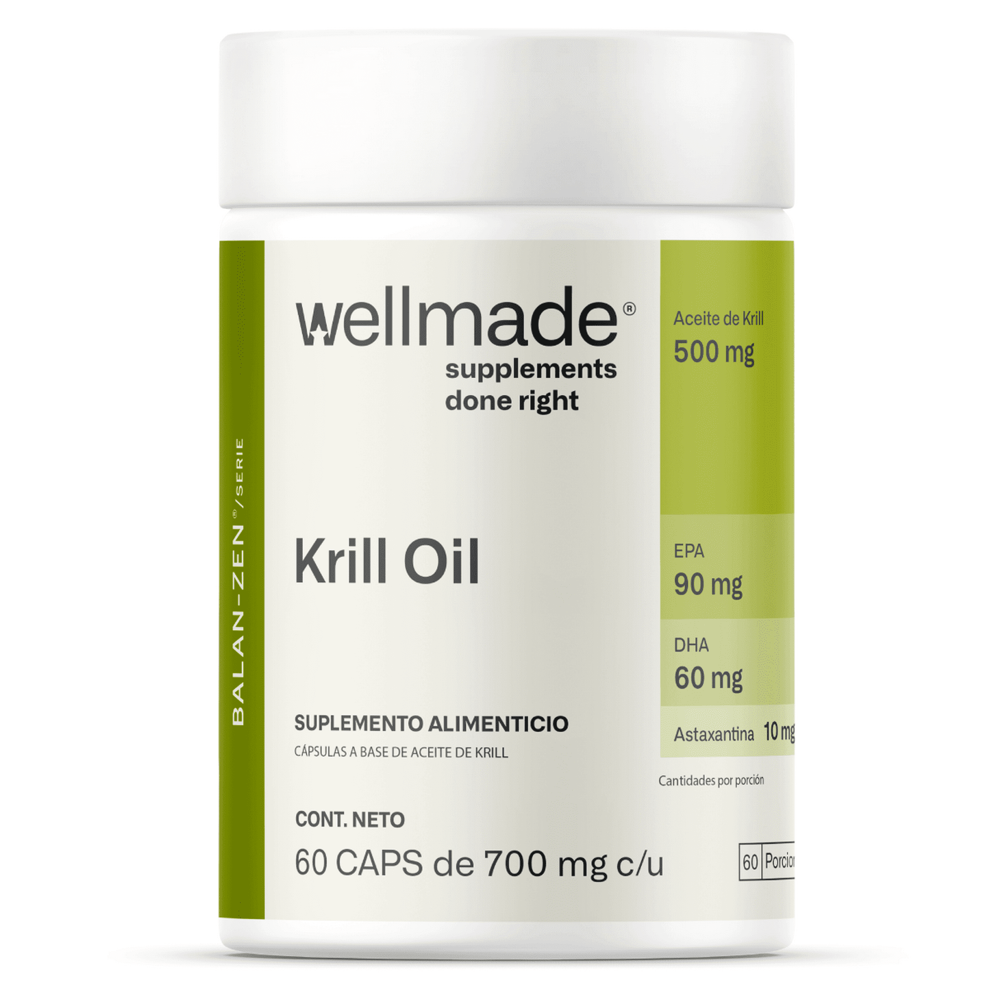 Suplemento alimenticio aceite de krill astaxantina wellmade 60 capsulas