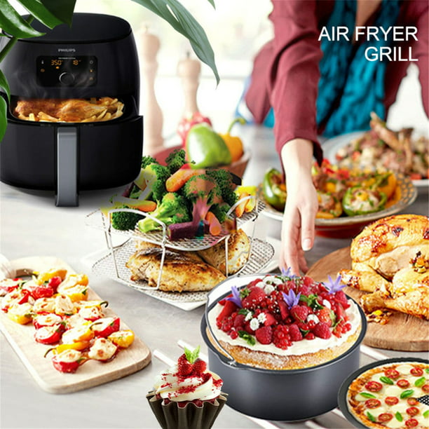 Air Fryer Rack Grill para 8QT Double Pot Basket AirFryer (rejilla de vapor  + parrilla) Likrtyny