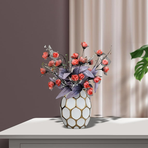 Florero de cerámica Arreglos florales de mesa Floreros decorativos modernos  para el hogar Tienda Decoraciones de cocina Regalos de Blanco BLESIY florero