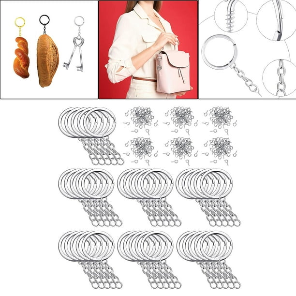 LLavero de piezas con anillas colgantes, accesorios para fabricación de  llaveros, manualidades, 180