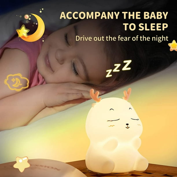 Luz nocturna para niños, luz nocturna portátil de 4 modos para niñas,  niños, bebés recién nacidos, lámpara nocturna para dormitorio, alimentación  de bebé, viajes(rosa)