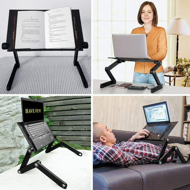 Soporte de mesa para ordenador portátil, diseño ergonómico, plegable y  ajustable, para cama, sofá, escritorio, Ultrabook