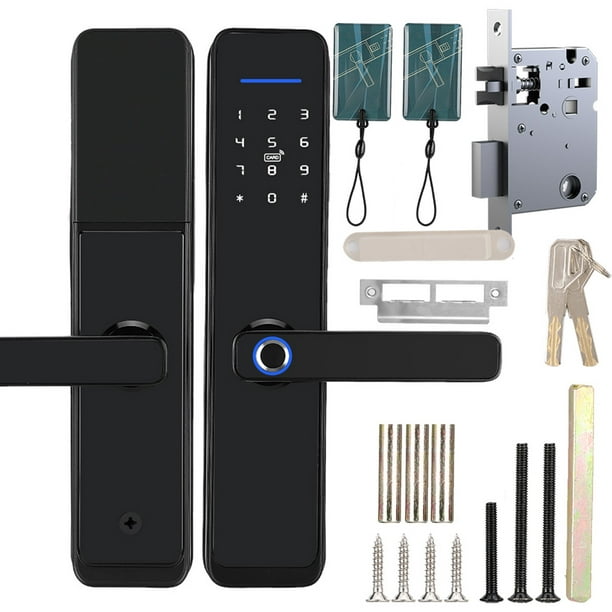 Cerradura electrónica inteligente Wifi, contraseña de huella digital,  tarjeta IC, desbloqueo de llaves mecánicas para Tuya