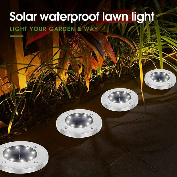 Juego de 8 focos solares de suelo exterior AMBOTHER blanco cálido 3000K LED  Diam.12 cm IP65 8-10h