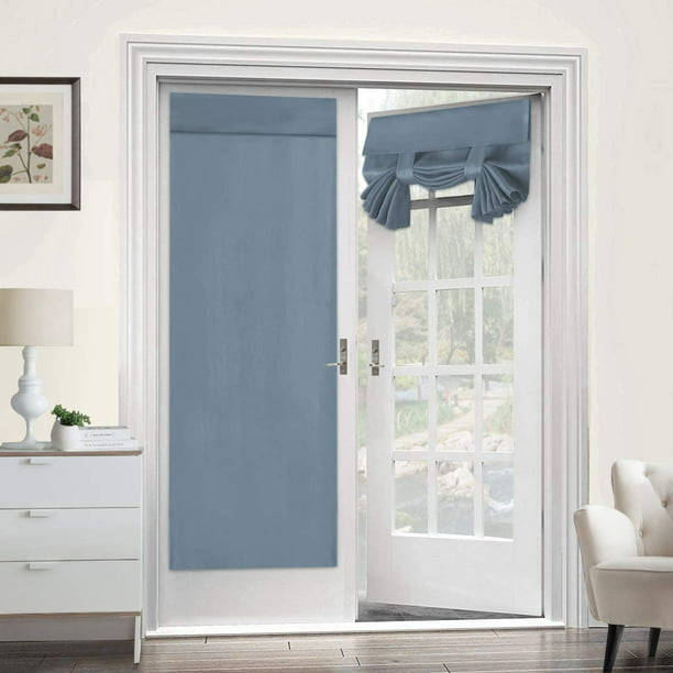  Cortinas de panel para puerta francesa, color azul cielo,  cortina de puerta de patio con doble bolsillo para barra y lazo, cortinas  de ventana de filtrado de luz para cocina, vidrio