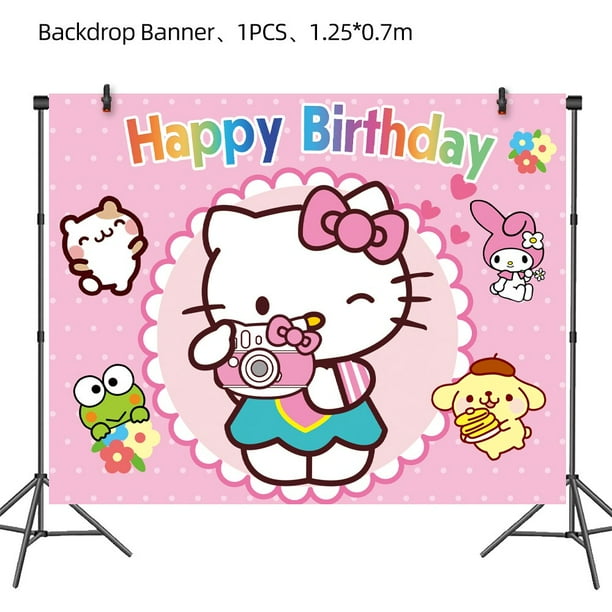 Sanrio Hello Kitty Cartoon Fiesta de cumpleaños infantil Decoración Kt Cat  Plato de papel desechable Mantel Vajilla Set Suministros de fiesta