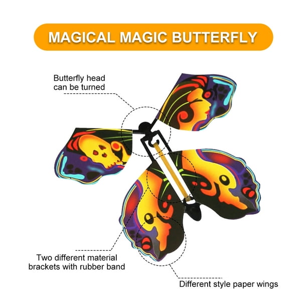 15 piezas de juguetes con forma de mariposas voladoras mágicas que vuelan  accionadas por el viento con banda de goma, juego para regalos sorpresa o