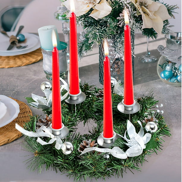 injoyjo Christmas Advent Wreath Candlestick with 4 Candle Cups Home  Candleholder Green 