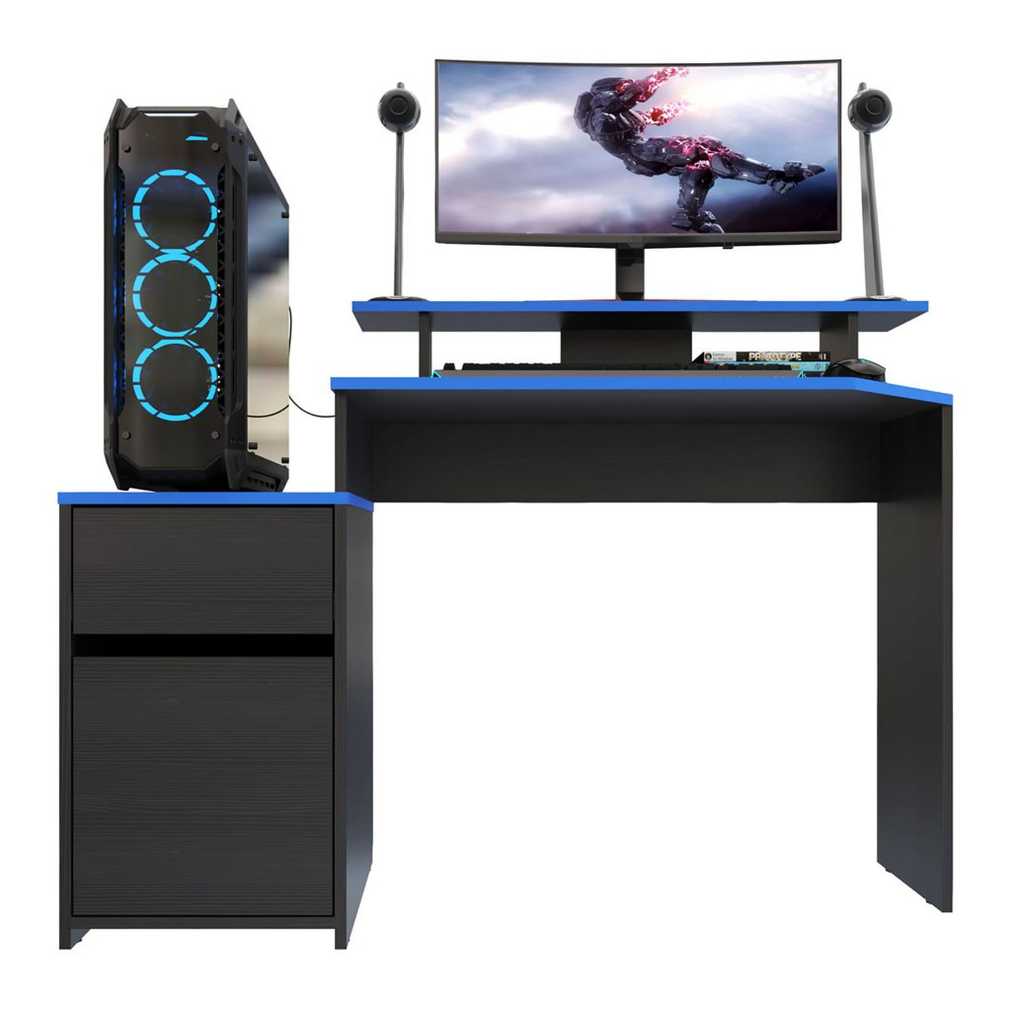 Vade escritorio 650x520 mm con bordes rematados azul oscuro