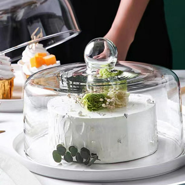 Soporte para tartas con cuentas de cristal para tartas, cubierta de vidrio  decorativo, compota, plato de postre, bandeja para servir pastelería