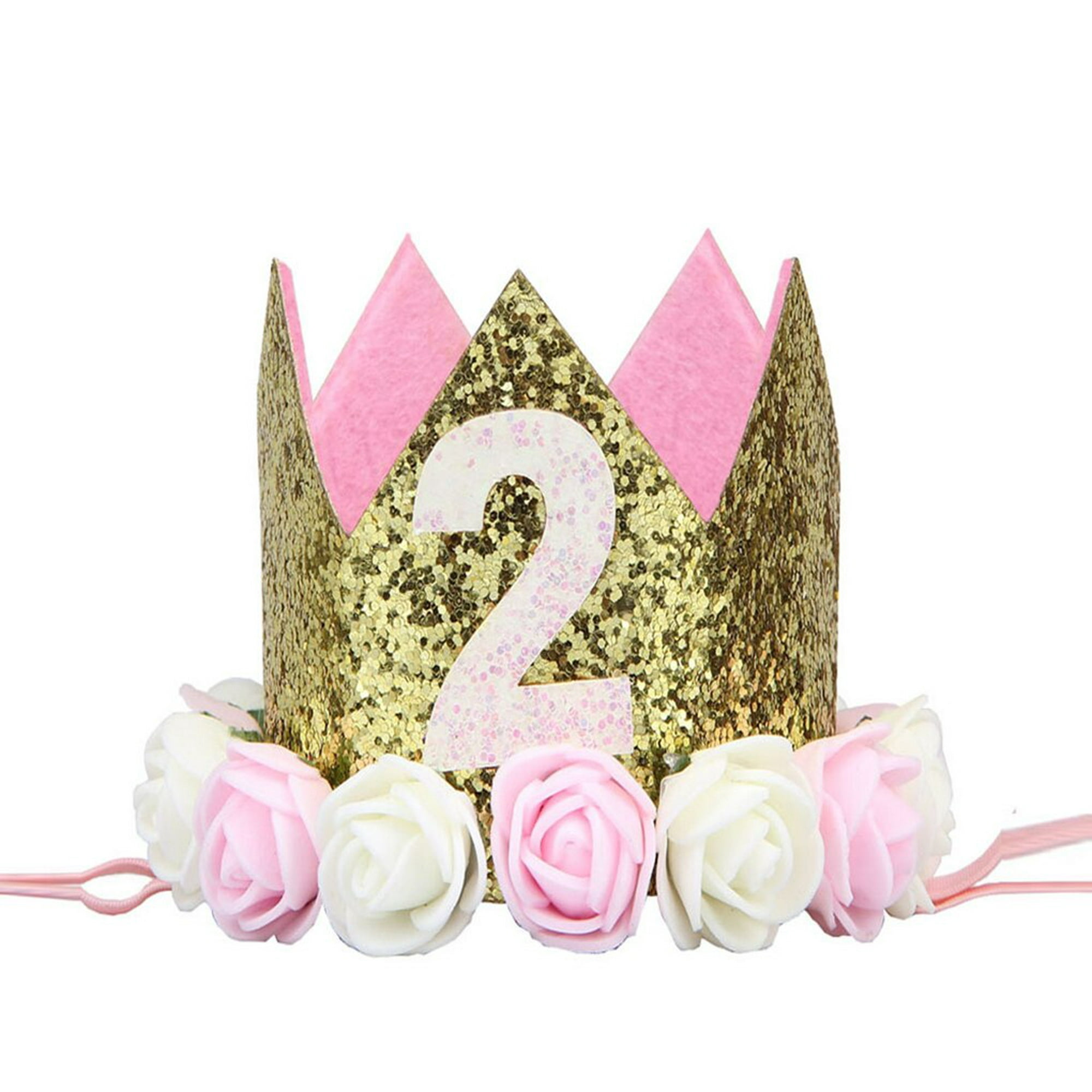 Compra Corona de cumpleaños de fieltro con números, sombrero de cumpleaños, princesa heredera, bebé, 0 a 10 años, decoración de corazones