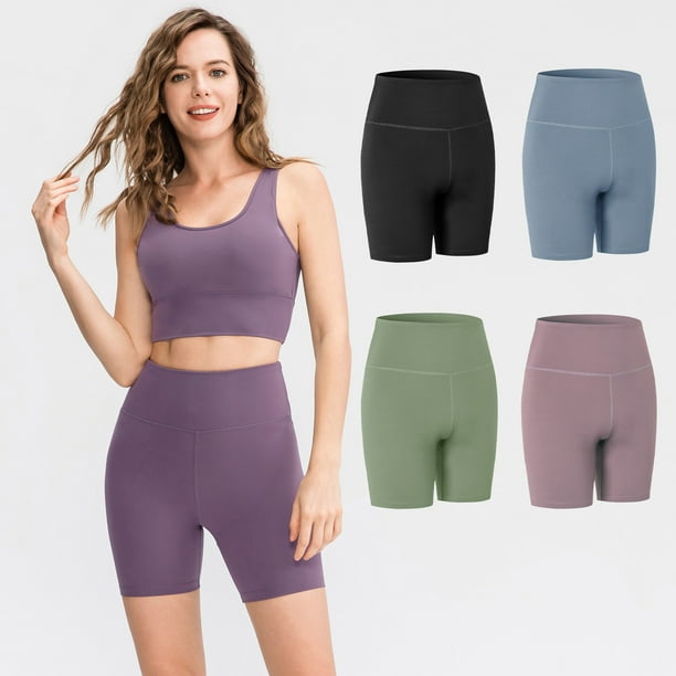 Shorts De Yoga De Cintura Alta En Color Sólido Con Bolsillo, Shorts  Elásticos Para Correr Y Hacer Ejercicio, Ropa Deportiva Para Mujer